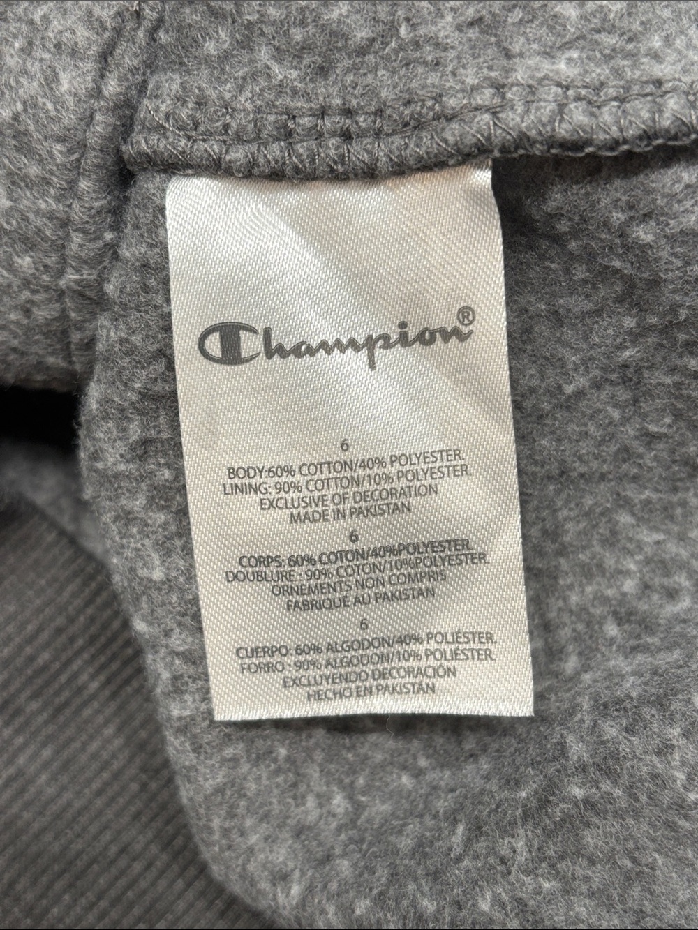 Champion Kids Granite Heather Hoodie with Orange Sleeve Stripe Size 6 - Picture 7 of 7